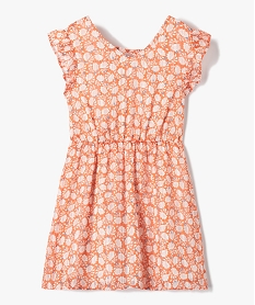 GEMO Robe fille sans manches à motifs fleuris et rayures pailletées orange standard