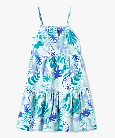 GEMO Robe fille à fines bretelles avec motifs fleuris Vert