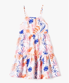 GEMO Robe fille à fines bretelles avec motifs fleuris Rose