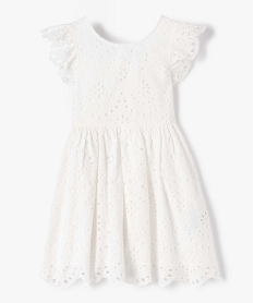 GEMO Robe fille en broderie anglaise à manches courtes Beige