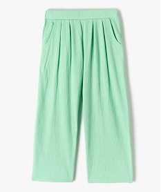 GEMO Pantalon fille en maille gaufrée extensible Vert