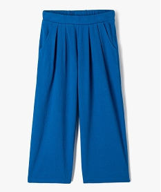 GEMO Pantalon fille en maille gaufrée extensible Bleu