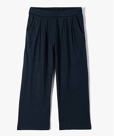 GEMO Pantalon fille en maille gaufrée extensible Bleu