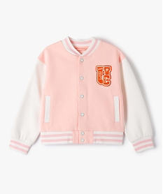 GEMO Blouson fille avec finitions bord-côte à rayures - Camps United rose standard