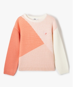 GEMO Pull en maille multicolore fille rose standard