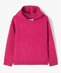 GEMO Pull fille à capuche avec rayures pailletées rose standard