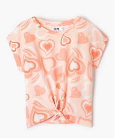 GEMO Tee-shirt fille à manches courtes base nouée et imprimé orange standard
