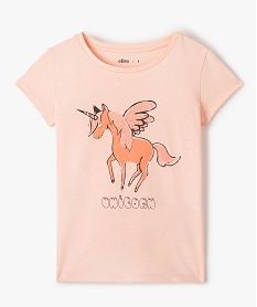 GEMO Tee-shirt fille à manches courtes à motif pailleté rose standard