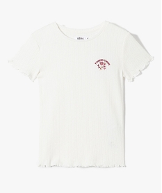 GEMO Tee-shirt fille à manches courtes en maille fantaisie Beige