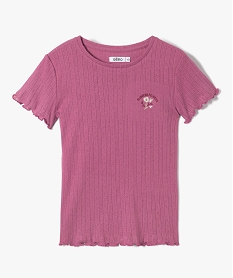GEMO Tee-shirt fille à manches courtes en maille fantaisie violet standard