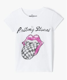 GEMO Tee-shirt fille à manches courtes imprimé - Rolling Stones Blanc