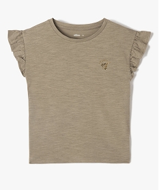 GEMO Tee-shirt fille à manches courtes avec volants kaki standard