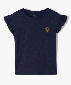 GEMO Tee-shirt fille à manches courtes avec volants navy