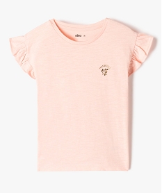 GEMO Tee-shirt fille à manches courtes avec volants Rose