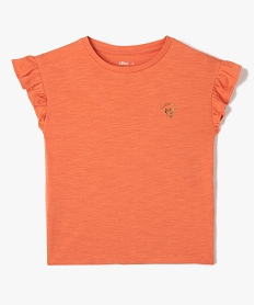GEMO Tee-shirt fille à manches courtes avec volants orange standard
