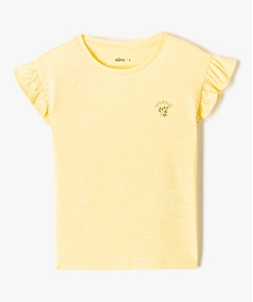 GEMO Tee-shirt fille à manches courtes avec volants Jaune