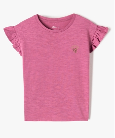 GEMO Tee-shirt fille à manches courtes avec volants violet standard