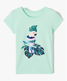 GEMO Tee-shirt fille à manches coutes et motif en sequins réversibles Vert