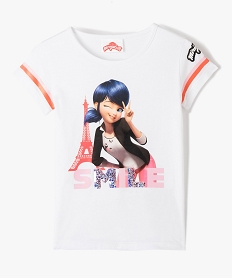 GEMO Tee-shirt fille avec motif et sequins brodés - Miraculous blanc standard