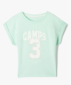 GEMO Tee-shirt fille à manches courtes avec revers cousus - Camps United vert standard