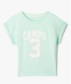 GEMO Tee-shirt fille à manches courtes avec revers cousus - Camps United Vert