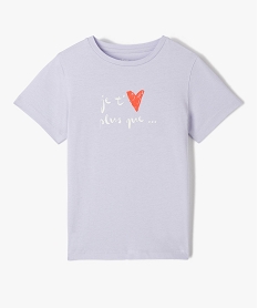 GEMO Tee-shirt enfant à manches courtes avec message Violet