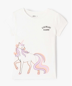 GEMO Tee-shirt fille à manches courtes avec motif blanc chine