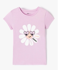 GEMO Tee-shirt fille à manches courtes avec motif violet standard