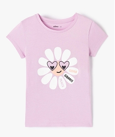 GEMO Tee-shirt fille à manches courtes avec motif Violet