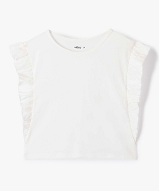 GEMO Tee-shirt avec volants sur les côtés fille blanc chine