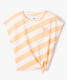 GEMO Tee-shirt fille coupe ample noué dans le bas orange standard