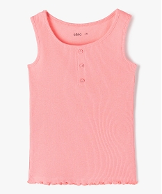 GEMO Débardeur fille en coton côtelé avec finitions froncées rose standard