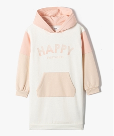 GEMO Robe fille forme sweat à capuche Beige