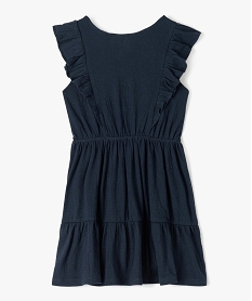 GEMO Robe fille avec volants sur les épaules et dans le bas Bleu