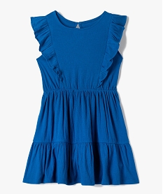 GEMO Robe fille avec volants sur les épaules et dans le bas bleu standard
