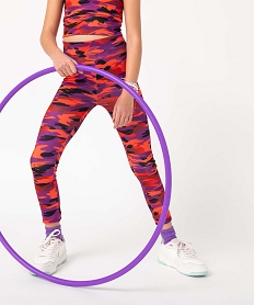 GEMO Legging de sport fille ajusté en maille extensible à large ceinture Imprimé