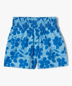 GEMO Short fille avec ceinture smockée Bleu