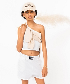 short fille en maille avec large ceinture elastique blanc shortsI840001_1