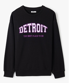 GEMO Sweat fille molletonné avec inscription brodée noir standard