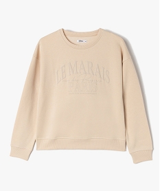 GEMO Sweat fille avec inscription ton sur ton Beige