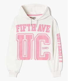 sweat fille a capuche coupe courte avec inscription — camps united beigeI842101_1