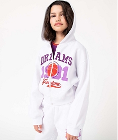 GEMO Sweat fille zippé à capuche coupe courte Blanc