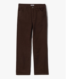 GEMO Pantalon en toile coupe large à taille haute fille marron fonce