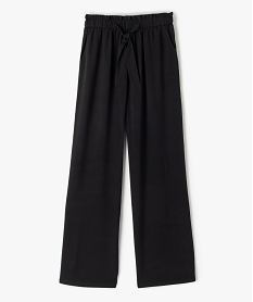 GEMO Pantalon fille ample avec taille élastique et ceinture à nouer noir standard