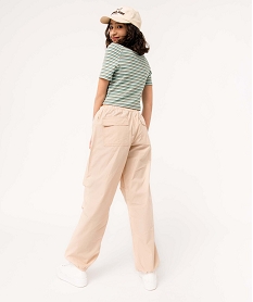 GEMO Pantalon parachute fille coupe large resserré aux chevilles beige standard