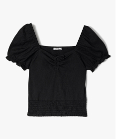 blouse fille imprimee avec finitions smockees noir chemises et blousesI846801_1