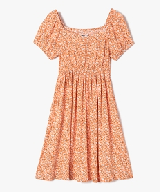 GEMO Robe fille à manches courtes à motifs fleuris Orange