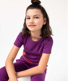 GEMO Tee-shirt fille bicolore court à manches courtes violet standard