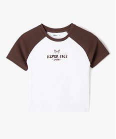 GEMO Tee-shirt fille court à manches courtes avec inscription XXL blanc standard