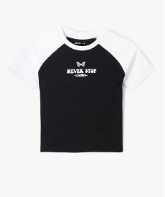 GEMO Tee-shirt fille court à manches courtes avec inscription XXL noir standard